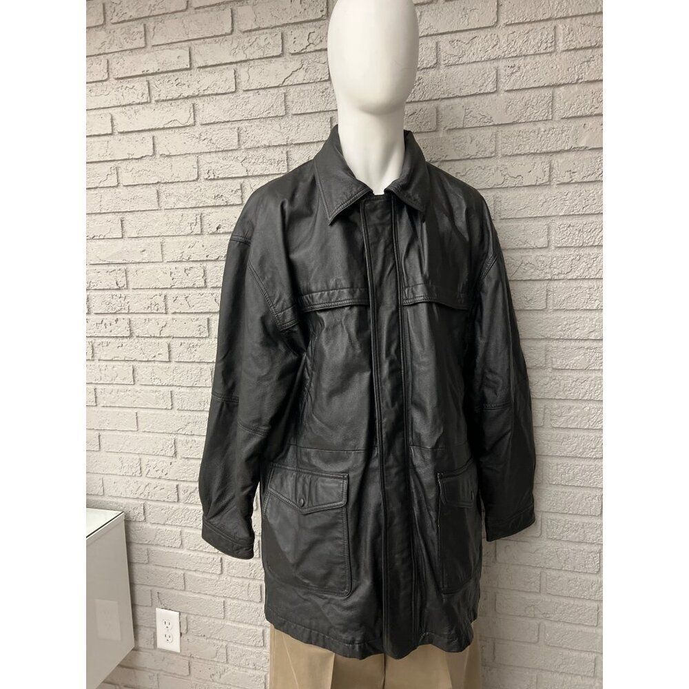 Wilsons Leather Experts Men Black Leather Jacket Size XL